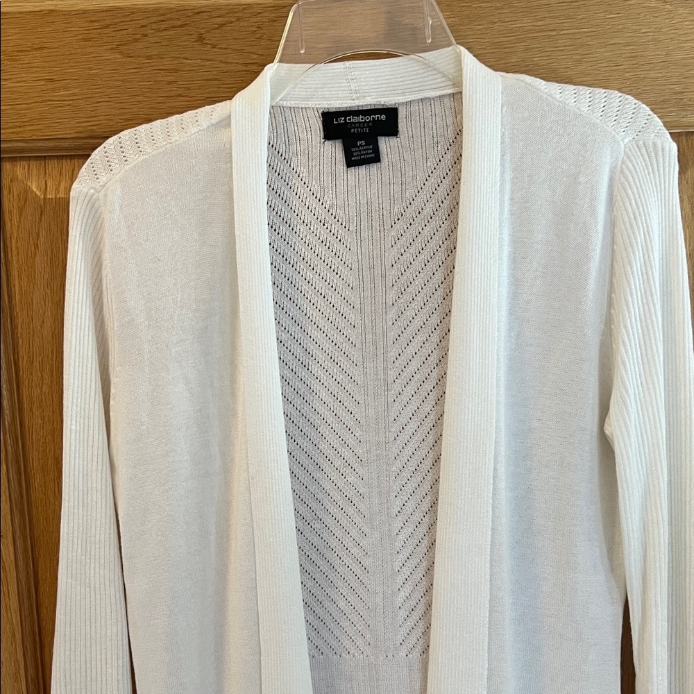 Liz Claiborne - White Open Cardigan - Small Petite - Picture 4 of 16
